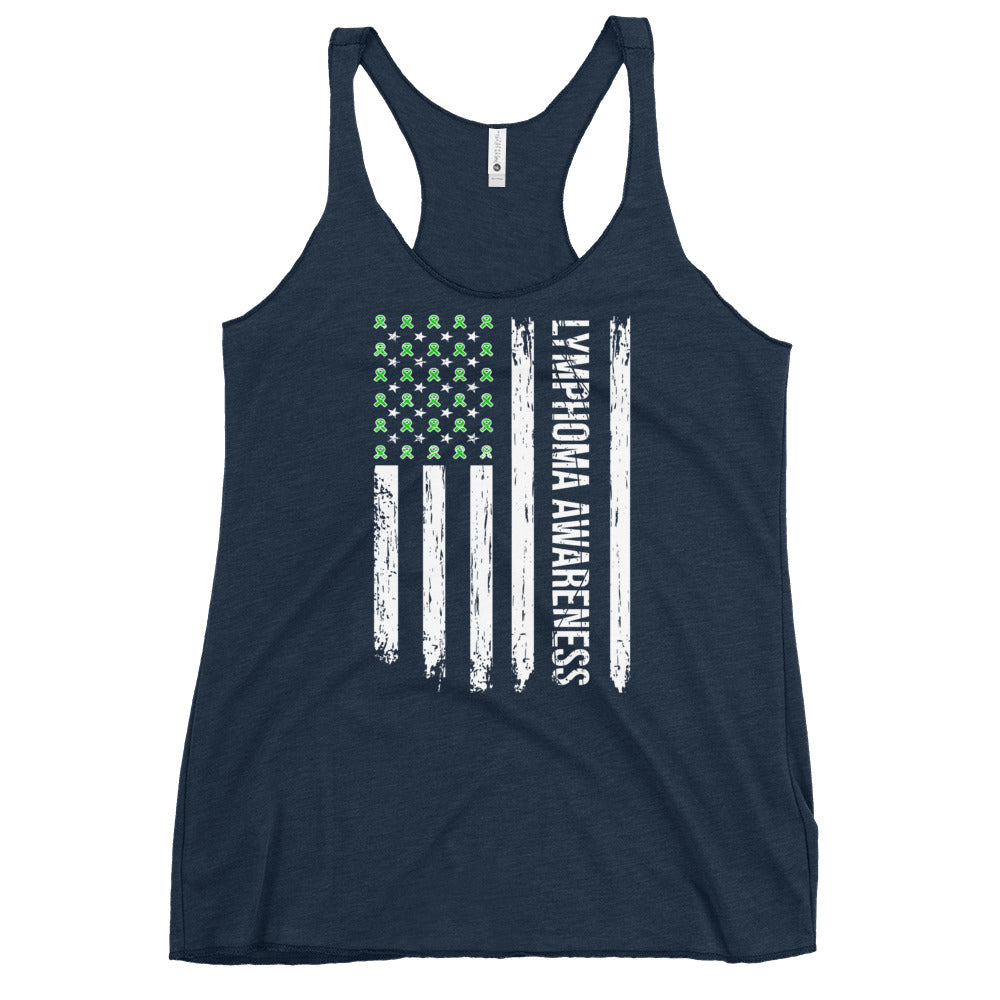 Lymphoma Awareness USA Flag Women’s Racerback Tank