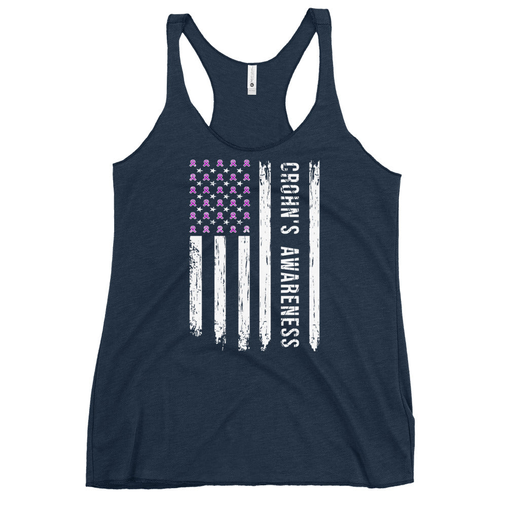 Crohn’s Awareness USA Flag Women’s Racerback Tank
