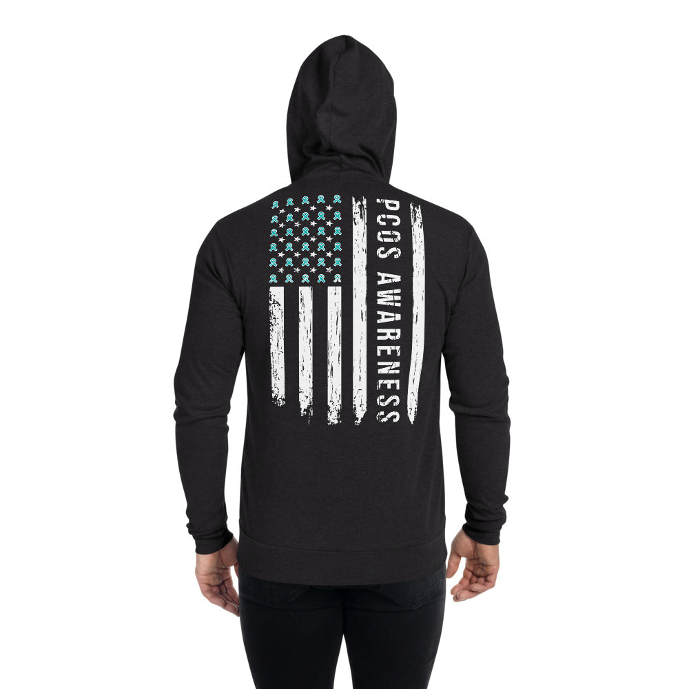 PCOS Awareness USA Flag Zip Hoodie