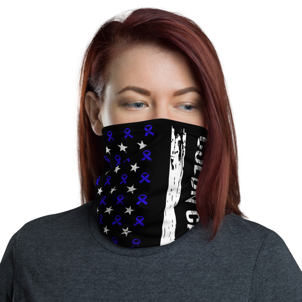 Colon Cancer Awareness USA Flag Washable Face Mask / Neck Gaiter