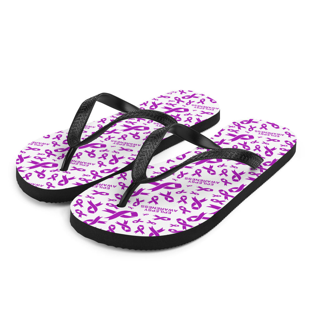 Epilepsy Awareness Ribbon Pattern Flip-Flops