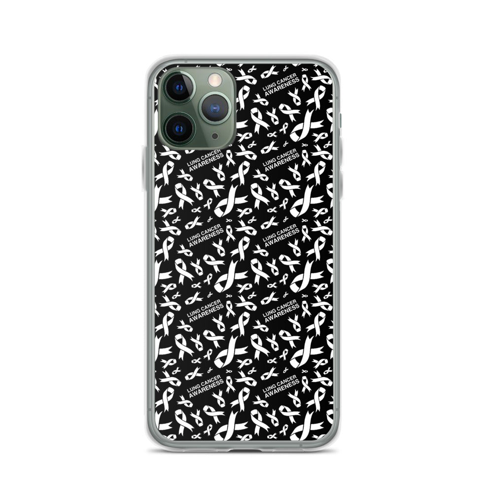 Lung Cancer Awareness Ribbon Pattern iPhone Case