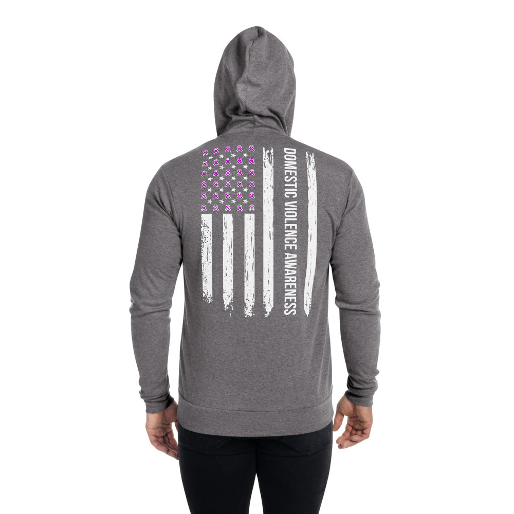 Domestic Violence Awareness USA Flag Zip Hoodie