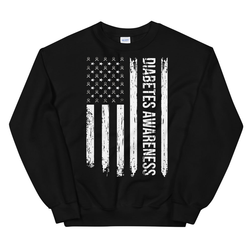 Diabetes Awareness USA Flag Sweatshirt