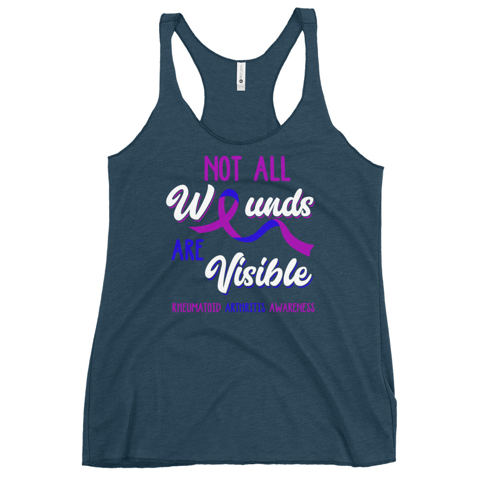 Rheumatoid Arthritis Awareness Not All Wounds Are Visible Women’s Racerback Tank Top