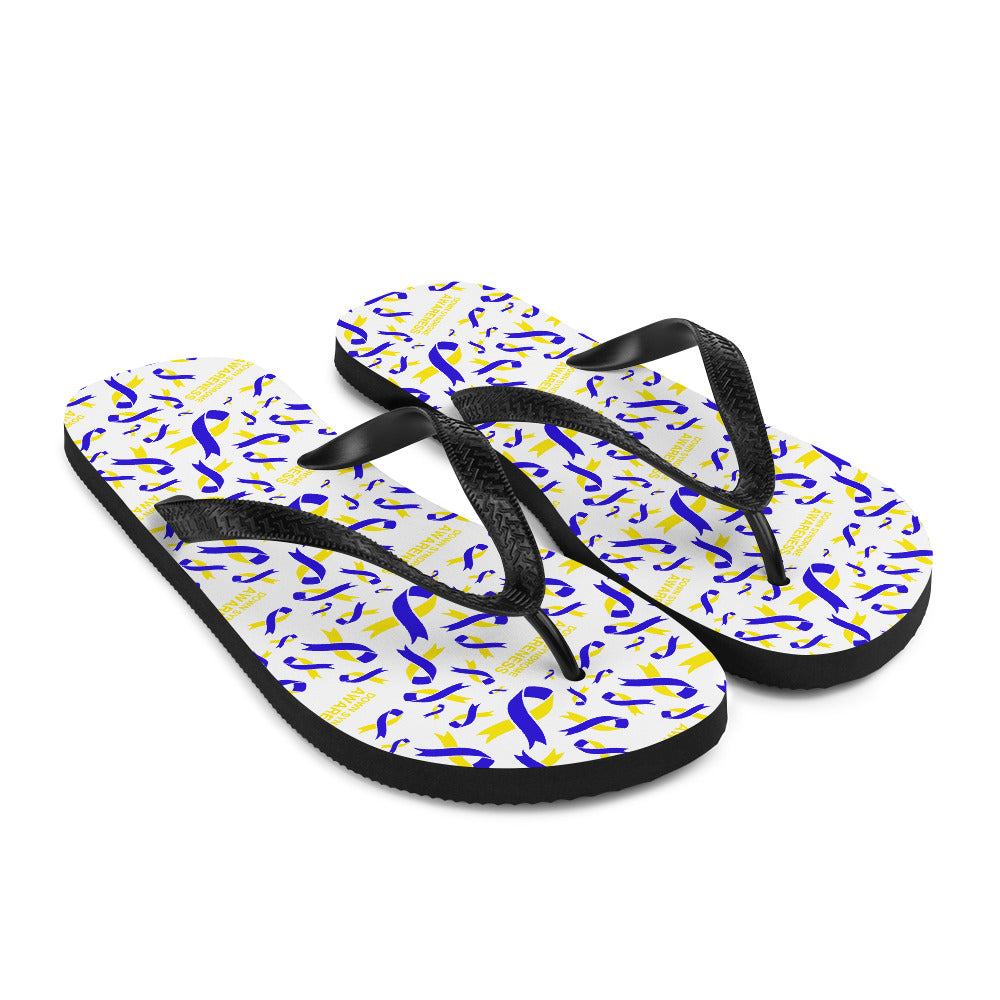 Down Syndrome Awareness Ribbon Pattern Flip-Flops