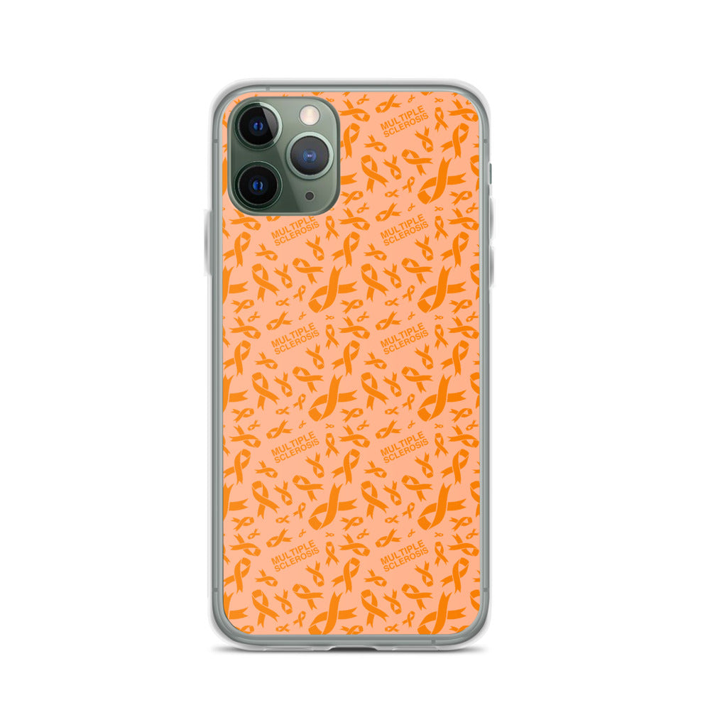 Multiple Sclerosis Awareness Ribbon Pattern iPhone Case