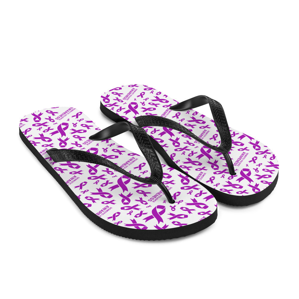 Domestic Violence Awareness Ribbon Pattern Flip-Flops