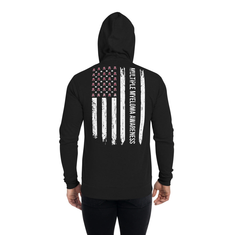 Multiple Myeloma Awareness USA Flag Zip Hoodie