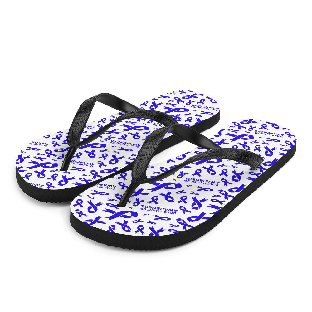 Colon Cancer Awareness Ribbon Pattern Flip-Flops