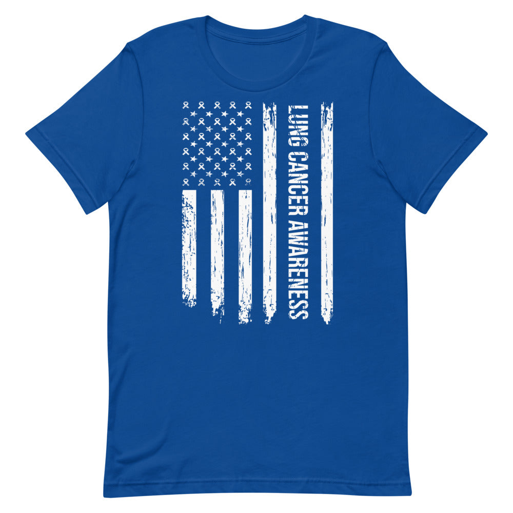 Lung Cancer Awareness USA Flag Unisex T-Shirt