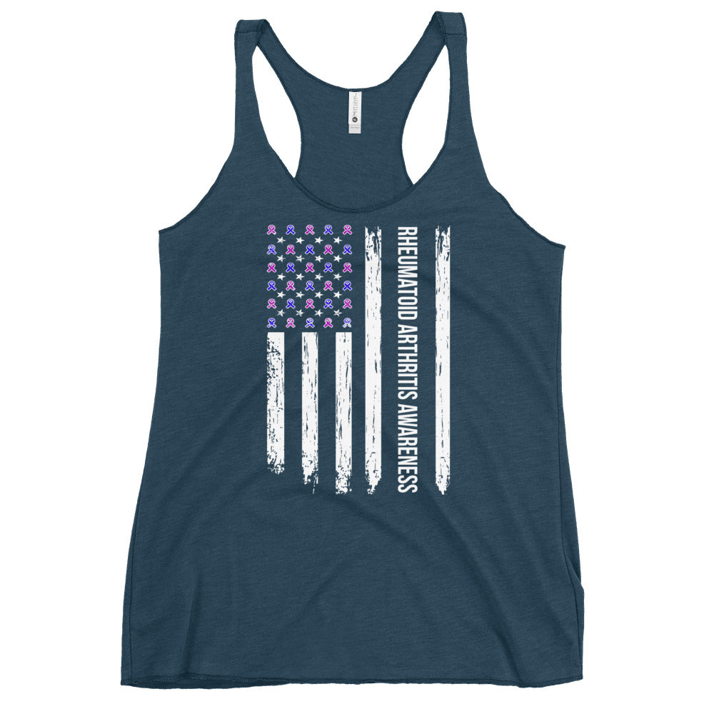 Rheumatoid Arthritis Awareness USA Flag Women’s Racerback Tank