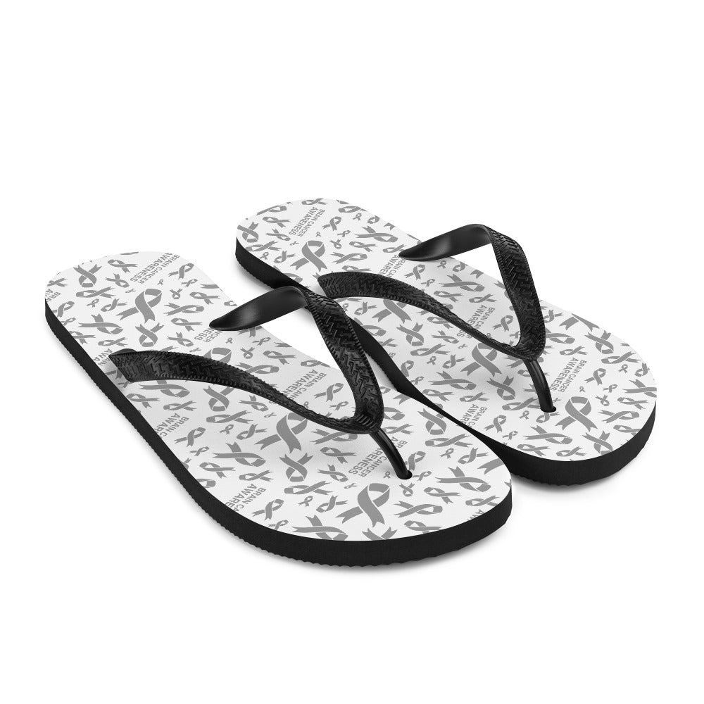 Brain Cancer Awareness Ribbon Pattern Flip-Flops