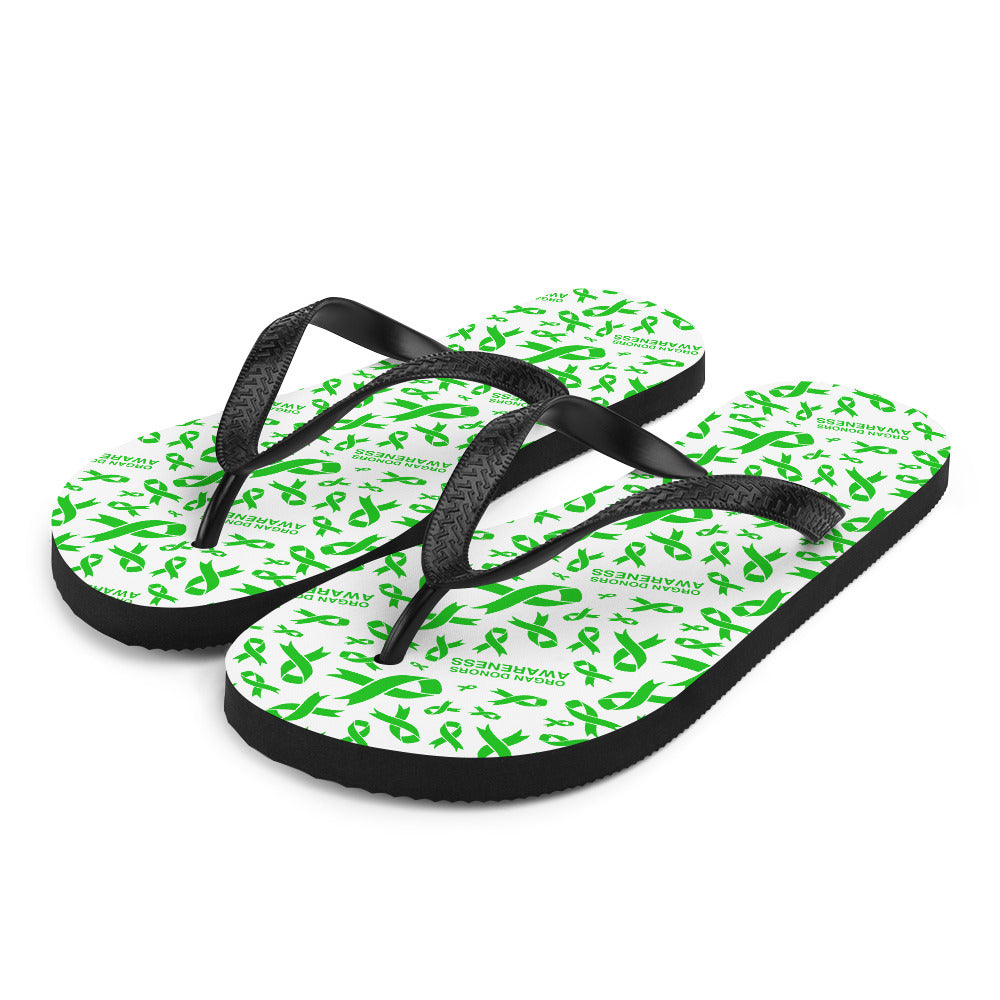 Organ Donors Awareness Ribbon Pattern Flip-Flops