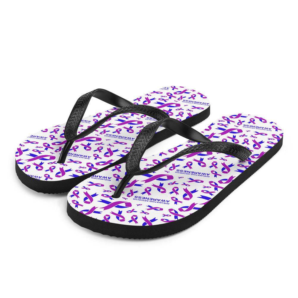 Rheumatoid Arthritis Awareness Ribbon Pattern Flip-Flops