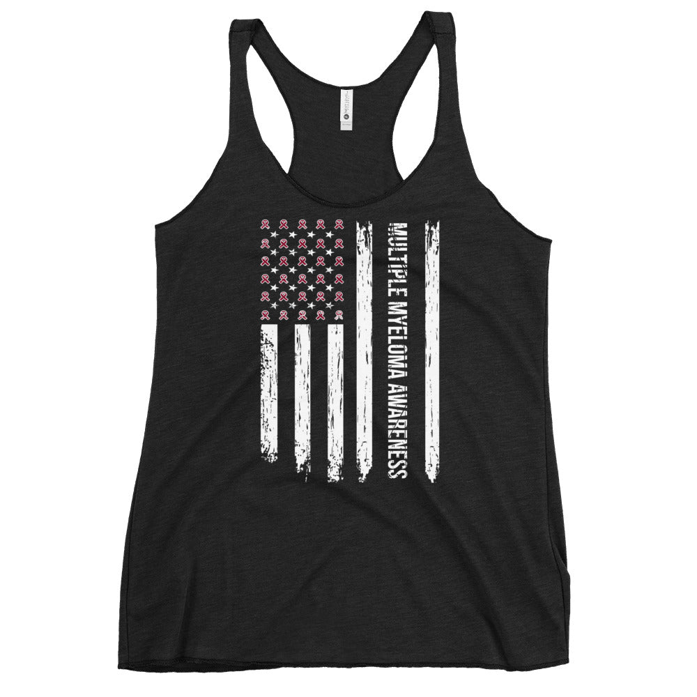 Multiple Myeloma Awareness USA Flag Women’s Racerback Tank