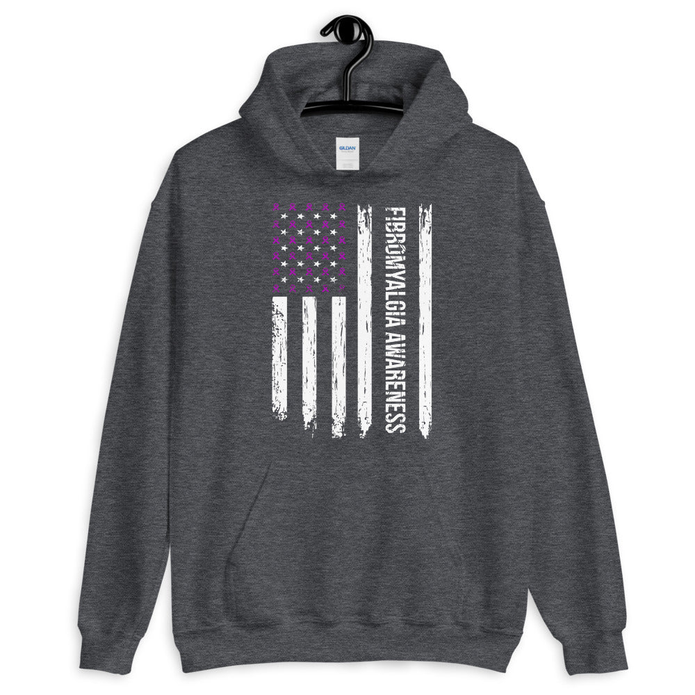 Fibromyalgia Awareness USA Flag Hoodie