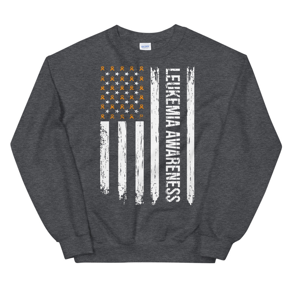 Leukemia Awareness USA Flag Sweatshirt