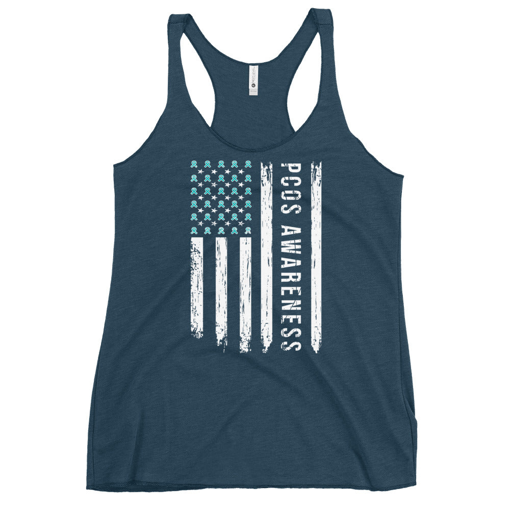 PCOS Awareness USA Flag Women’s Racerback Tank