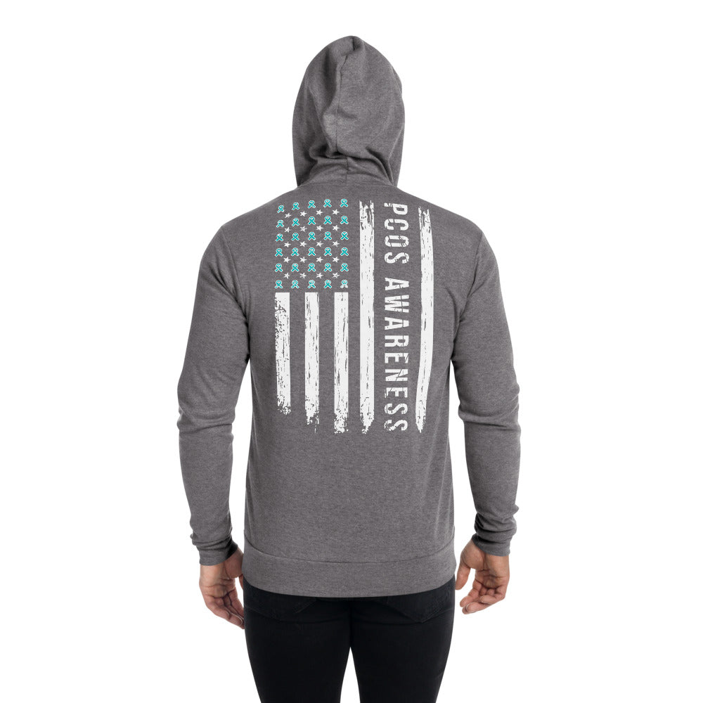 PCOS Awareness USA Flag Zip Hoodie