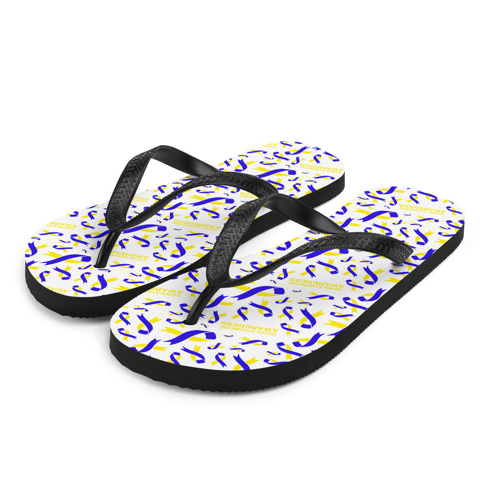 Down Syndrome Awareness Ribbon Pattern Flip-Flops