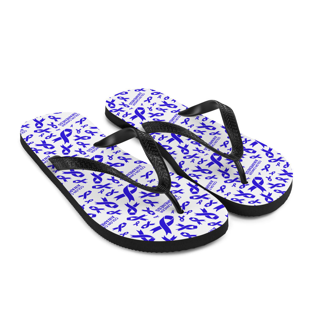 Colon Cancer Awareness Ribbon Pattern Flip-Flops