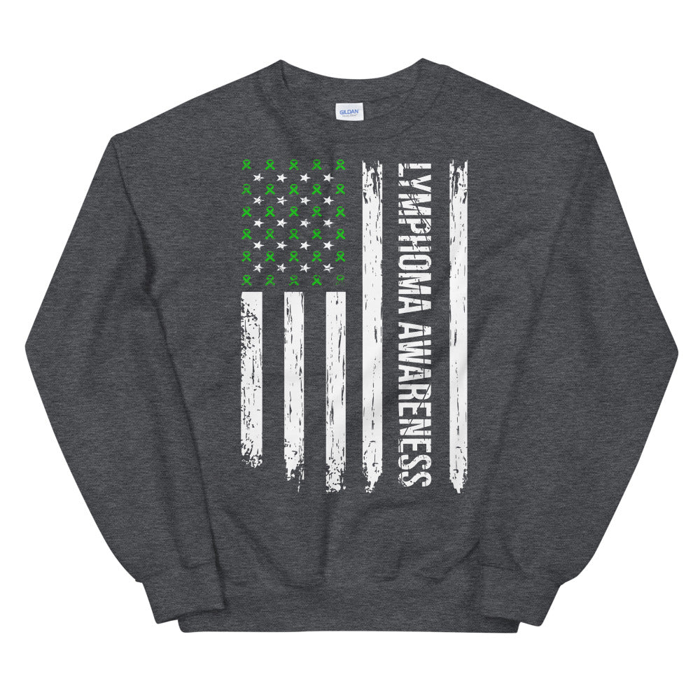 Lymphoma Awareness USA Flag Sweatshirt