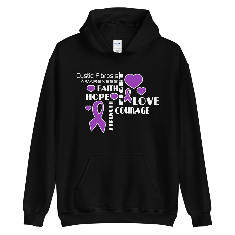 Cystic Fibrosis Awareness Faith, Hope, Courage Hoodie