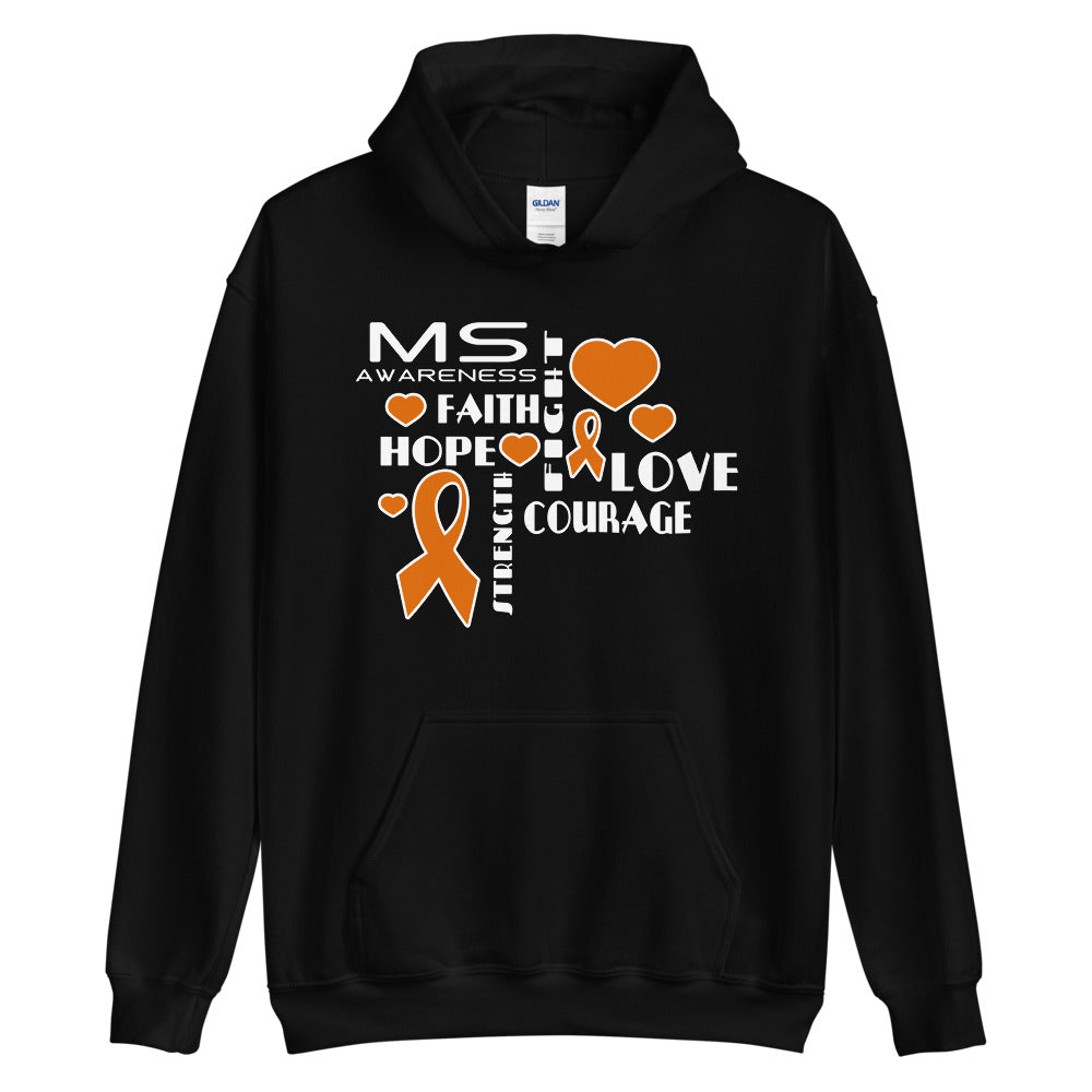 Multiple Sclerosis Awareness Faith, Hope, Courage Hoodie