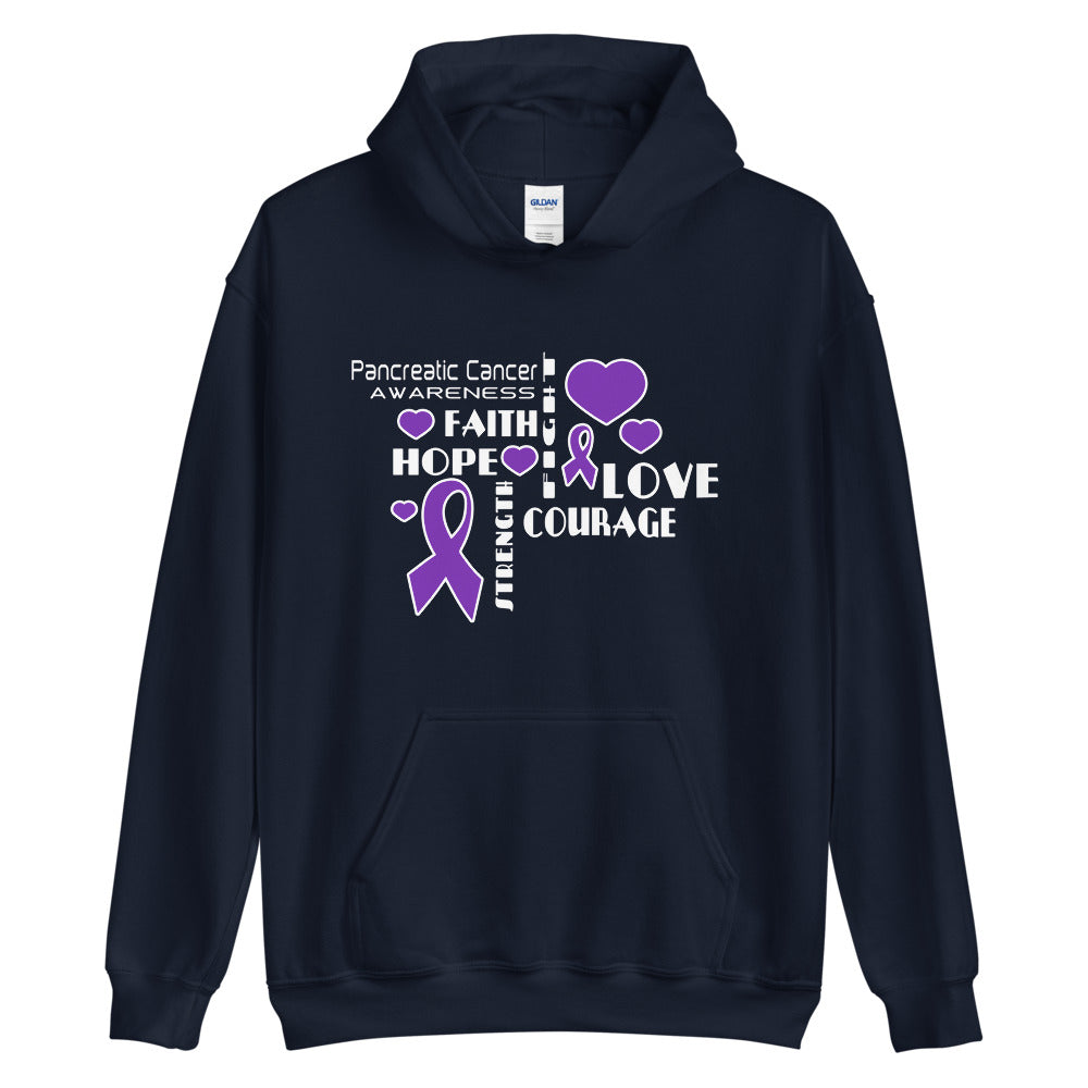 Pancreatic Cancer Awareness Faith, Hope, Courage Hoodie