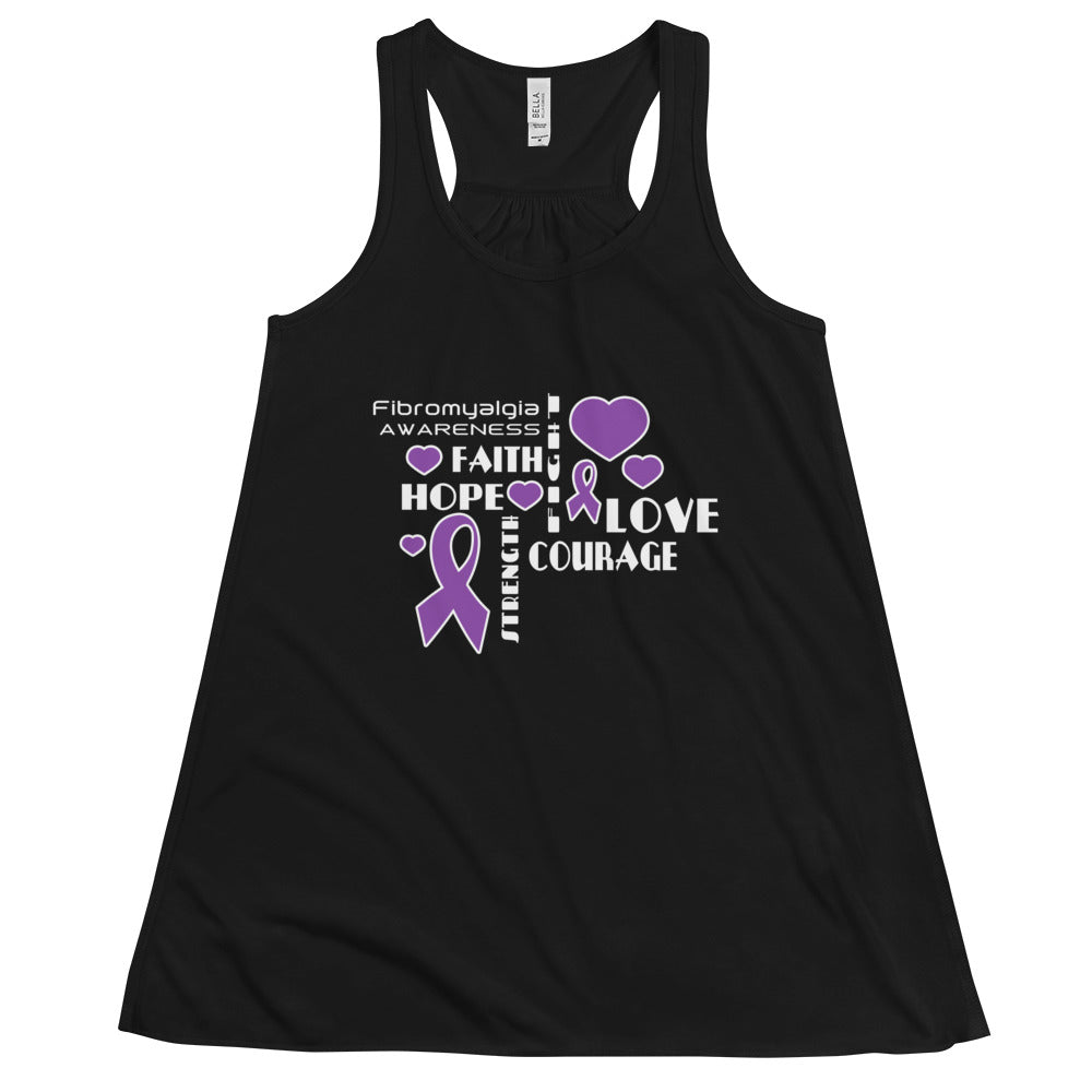 Fibromyalgia Awareness Faith, Hope, Courage Women’s Flowy Tank Top