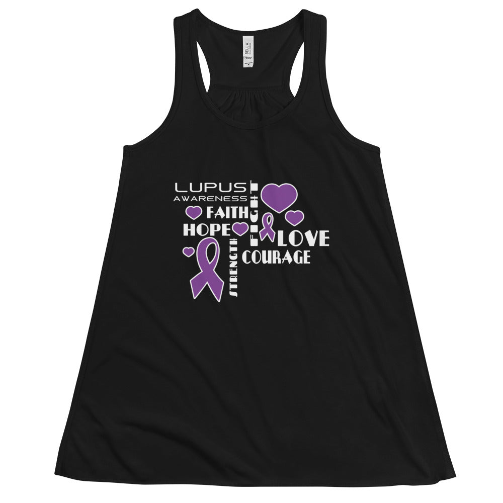 Lupus Awareness Faith, Hope, Courage Women’s Flowy Tank Top