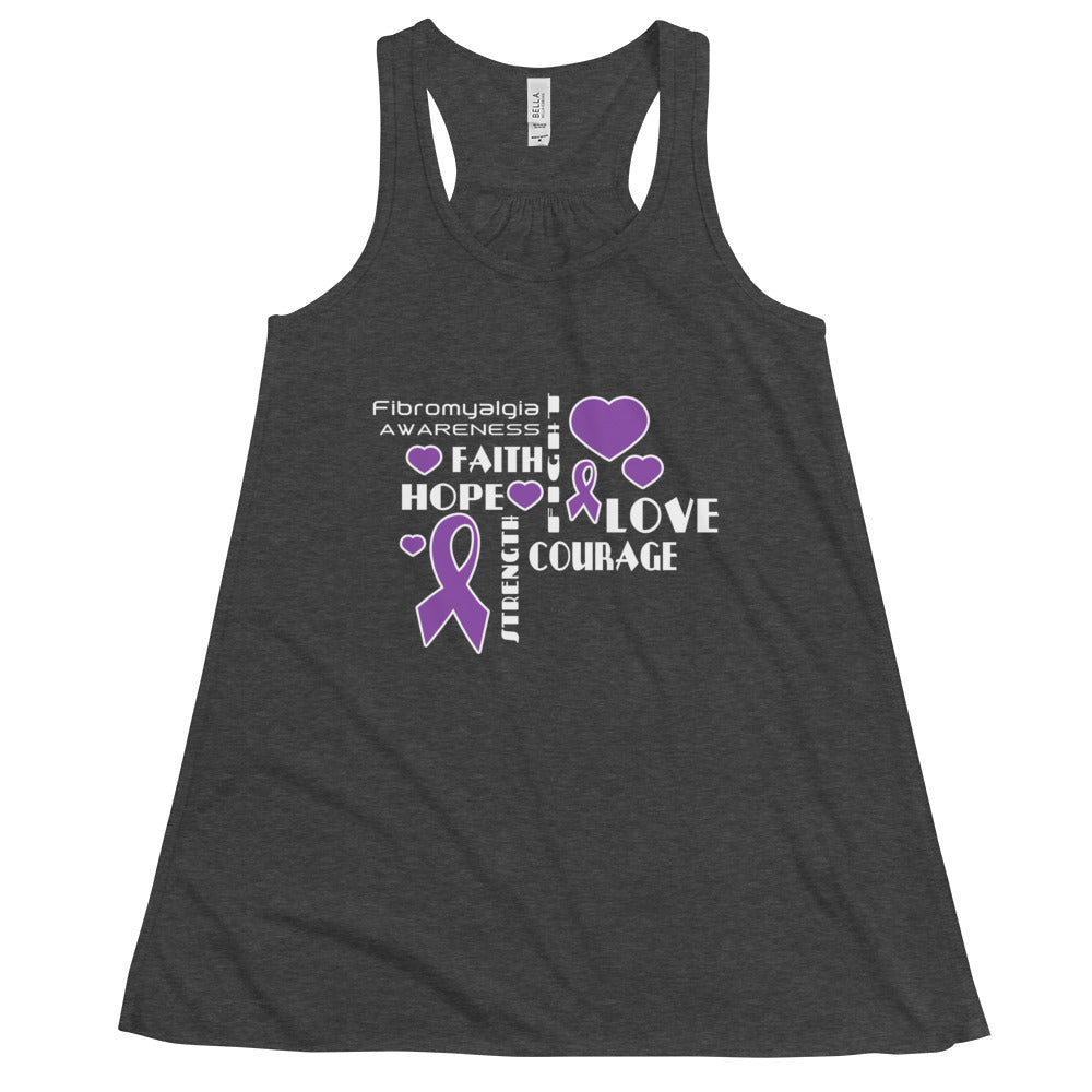 Fibromyalgia Awareness Faith, Hope, Courage Women’s Flowy Tank Top