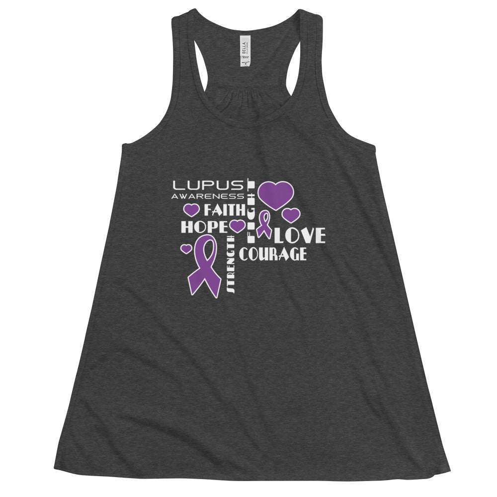 Lupus Awareness Faith, Hope, Courage Women’s Flowy Tank Top